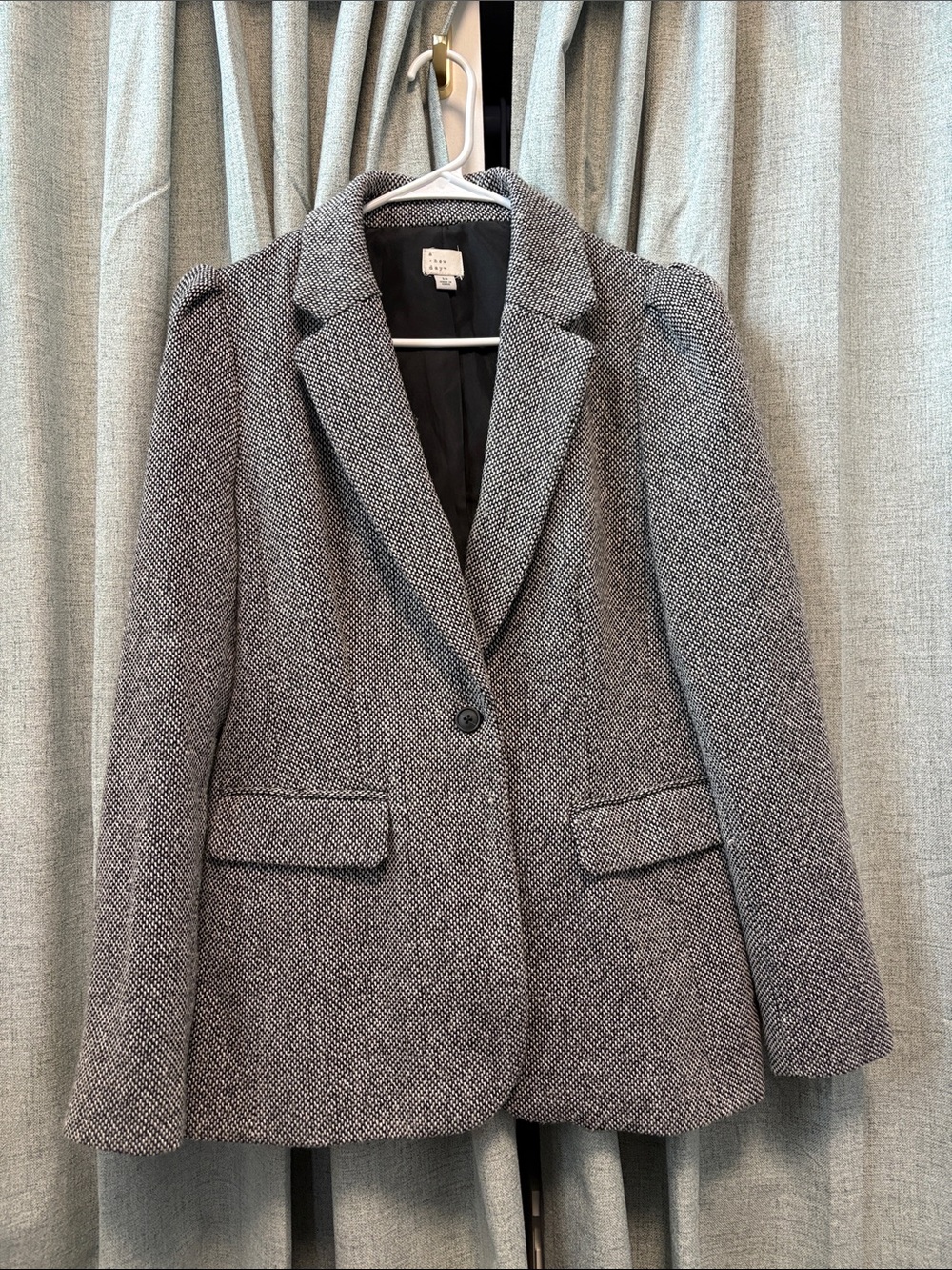 a new day Black and White Herringbone One-Button Blazer